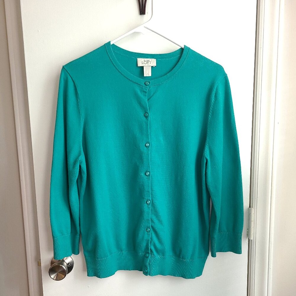 Ann Taylor Loft Cardigan Sweater - Aqua Green - Size XL